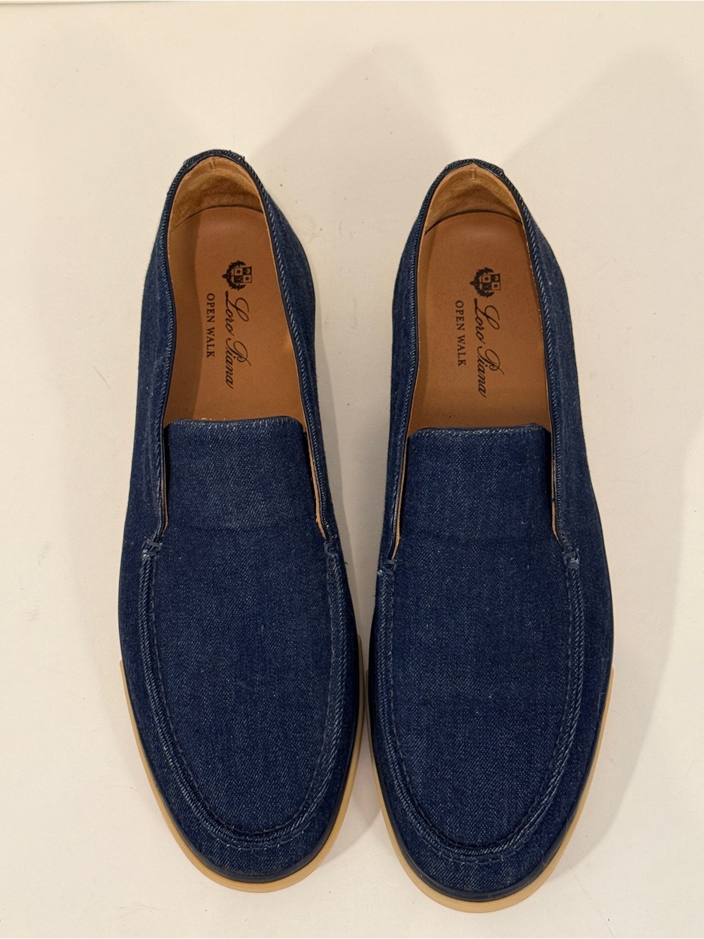 Loro Piana Navy Denim Slip-On Loafers